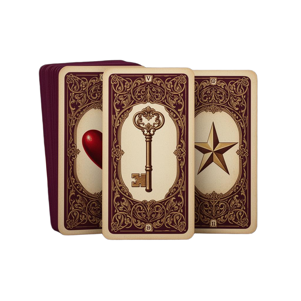 Trio de cartas do Baralho Cigano